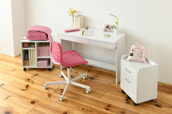 デスク 3点セット 幅100cm 収納 チェスト ラック ワゴン 木目調