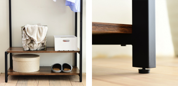 ハンガーラック 棚付 インダストリアル調 ELVIS 約幅76cm （ ラック