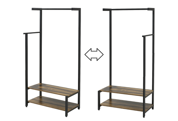 ハンガーラック 棚付 インダストリアル調 ELVIS 約幅76cm （ ラック