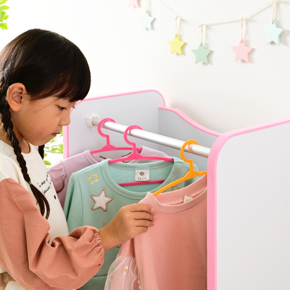 キッズハンガーラック 引出し収納付 エッジソフト 幅48cm （ ハンガー