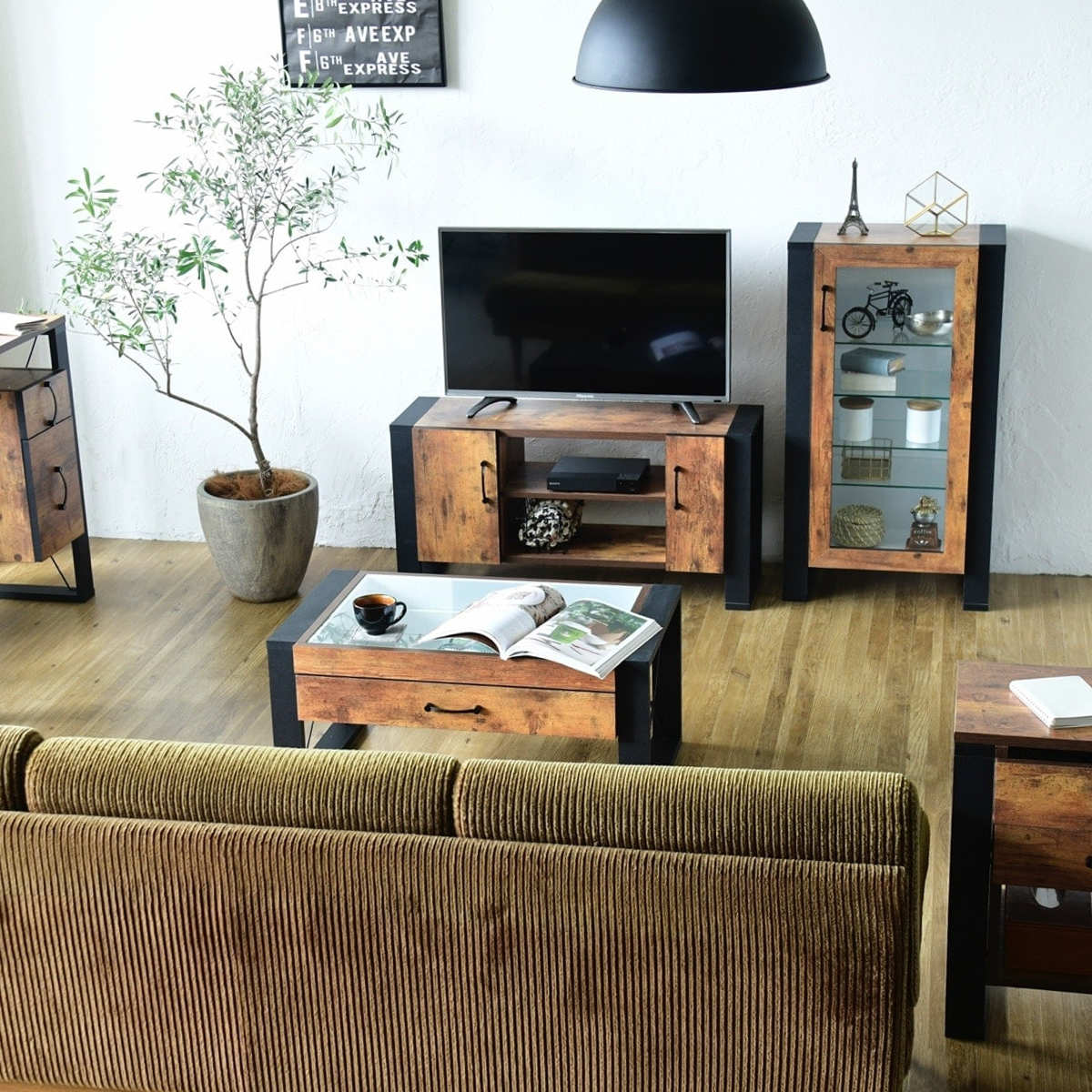 ローテーブル 幅75.5cm コレクションテーブル レトロ調 ブルックリン