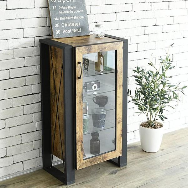 キャビネット 幅50.5cm コレクションケース レトロ調 ブルックリン