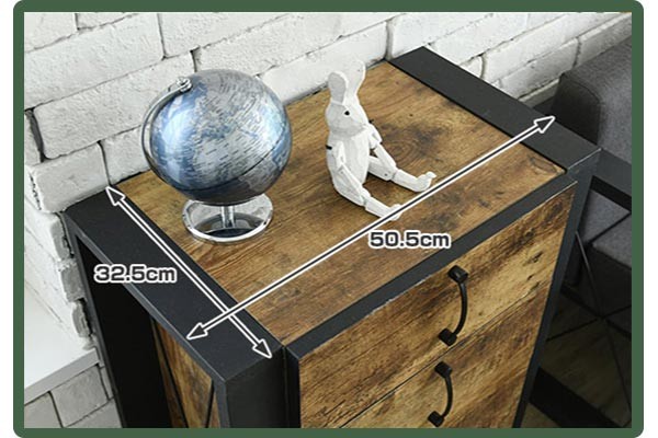 チェスト 3段 洋タンス レトロ調 ブルックリンスタイル 幅50.5cm 