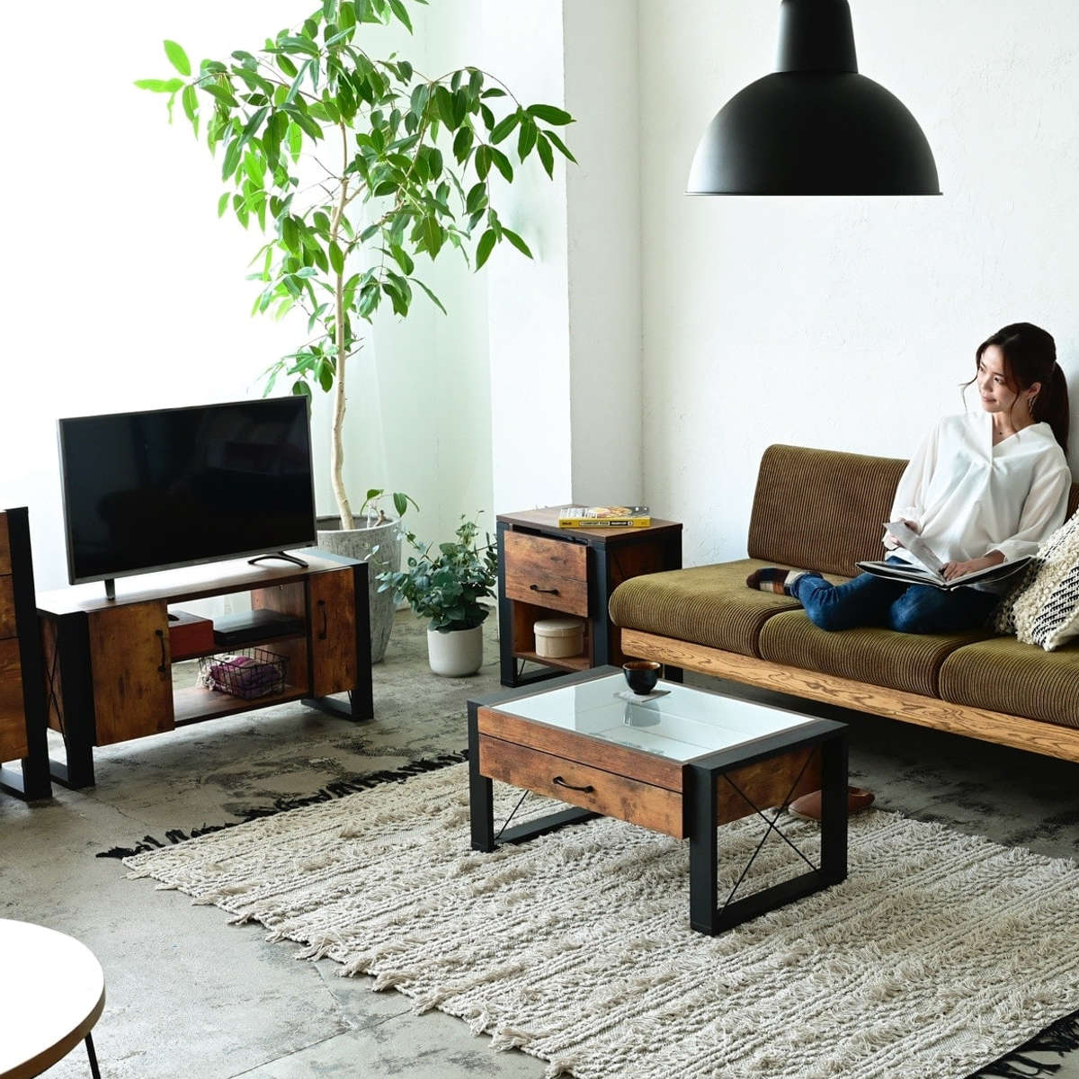 テレビ台 幅90cm ローボード レトロ調 ブルックリンスタイル （ テレビ