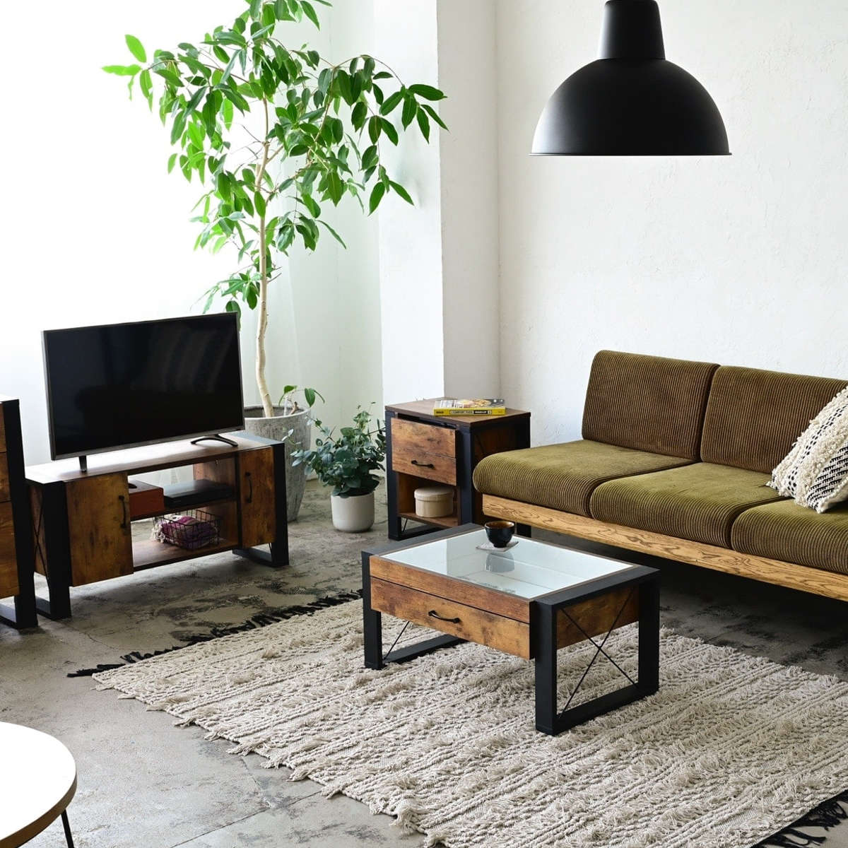 テレビ台 幅90cm ローボード レトロ調 ブルックリンスタイル （ テレビ