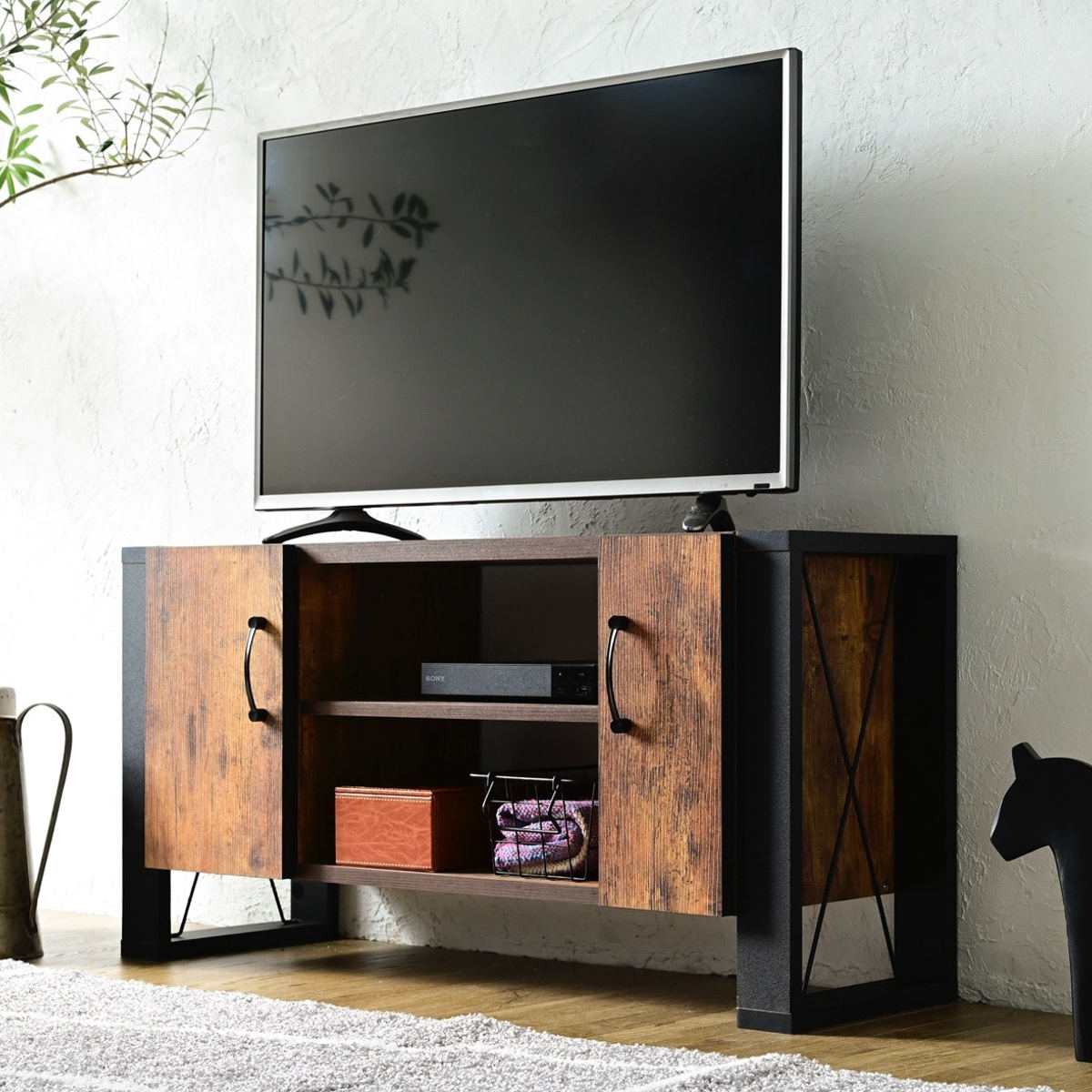 テレビ台 幅90cm ローボード レトロ調 ブルックリンスタイル （ テレビ