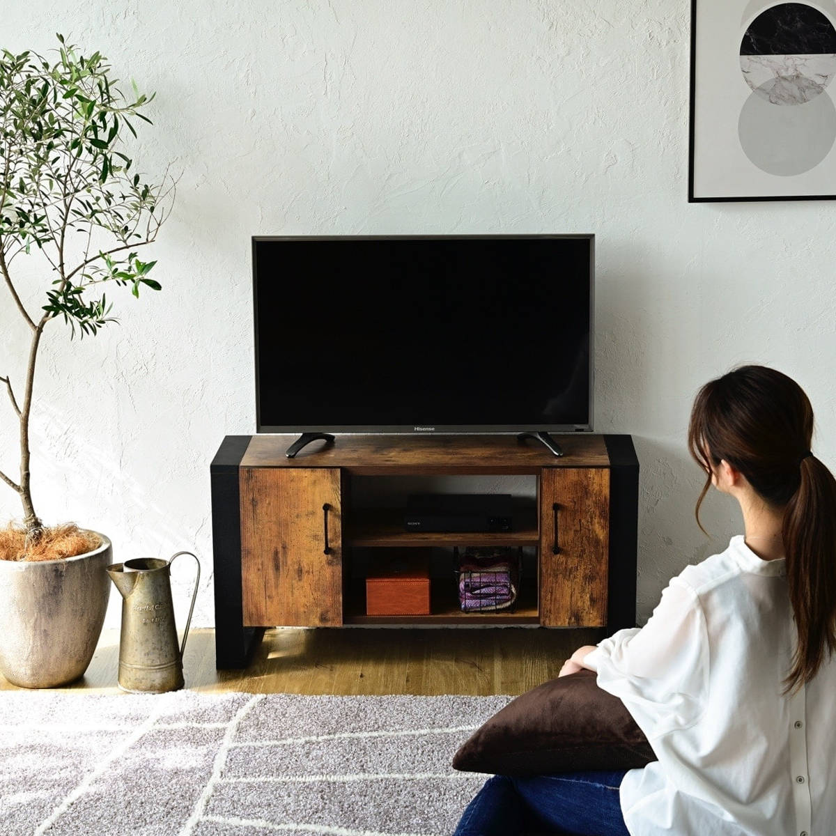 テレビ台 幅90cm ローボード レトロ調 ブルックリンスタイル （ テレビ