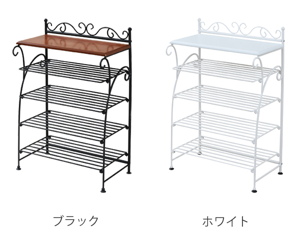 シューズラック 幅61.5cm 4段 ロートアイアン 姫系 （ 靴箱 洋風 靴
