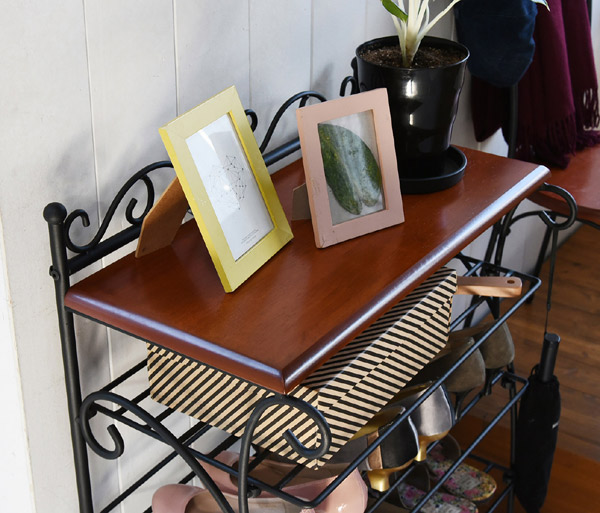 シューズラック 幅61.5cm 4段 ロートアイアン 姫系 （ 靴箱 洋風 靴