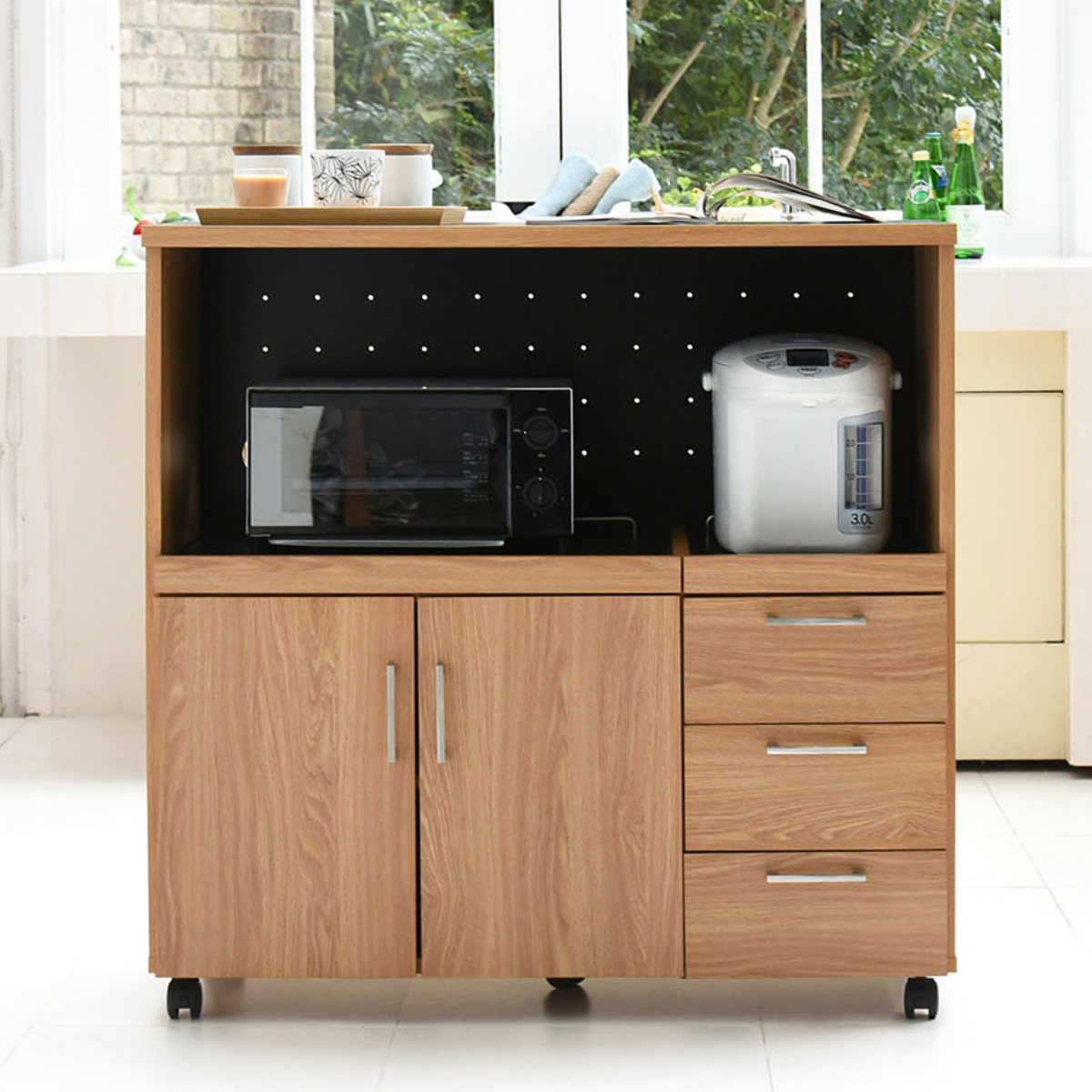 【幅90㎝】レンジ台 食器棚 おしゃれ レンジラック【ブラック×ブラウン】 JK-PLAN（ジェイケイ・プラン） レンジ台 幅90cm キッチンラック