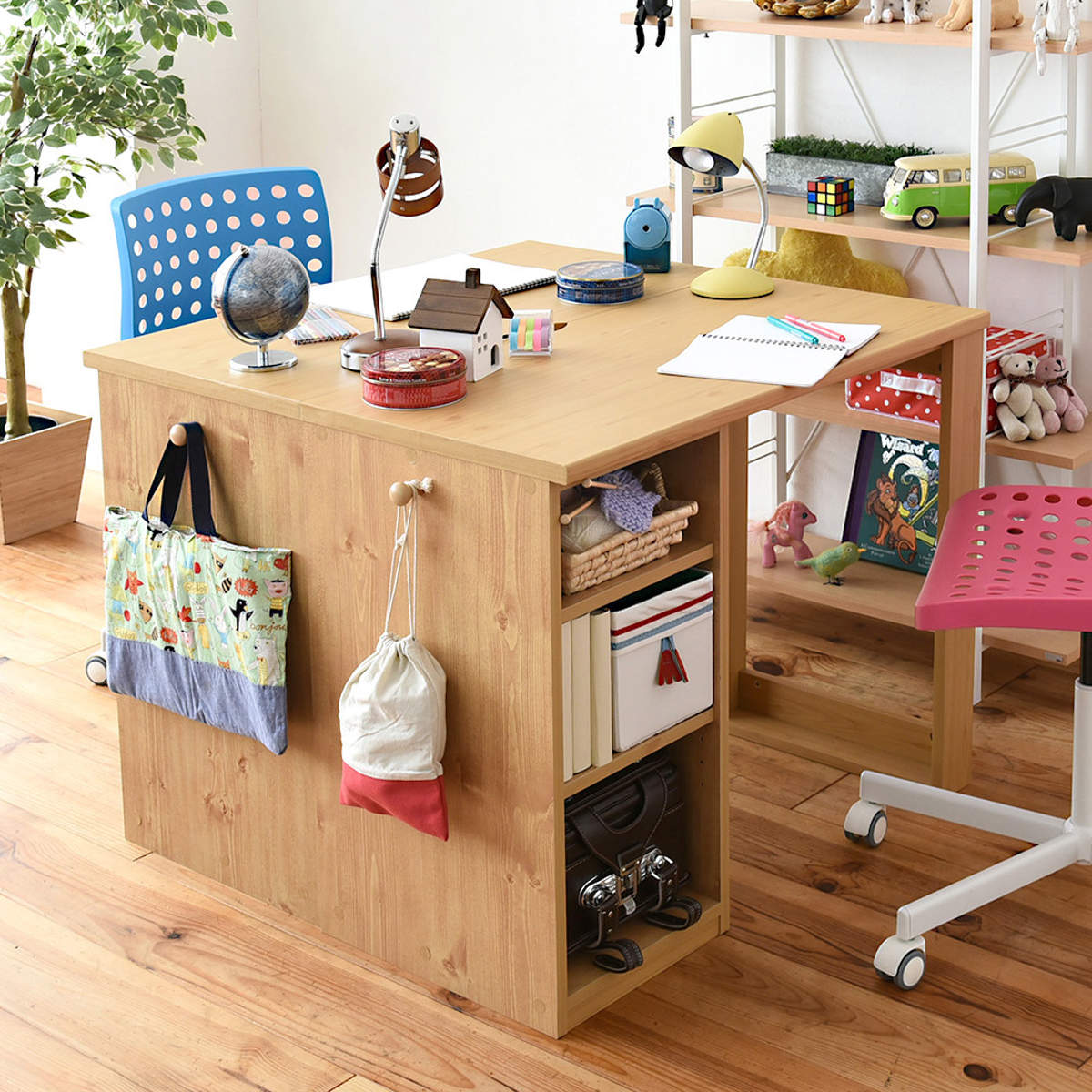 学習机 コンパクト ツインデスク 勉強机 wits ラック付 （ 机 デスク