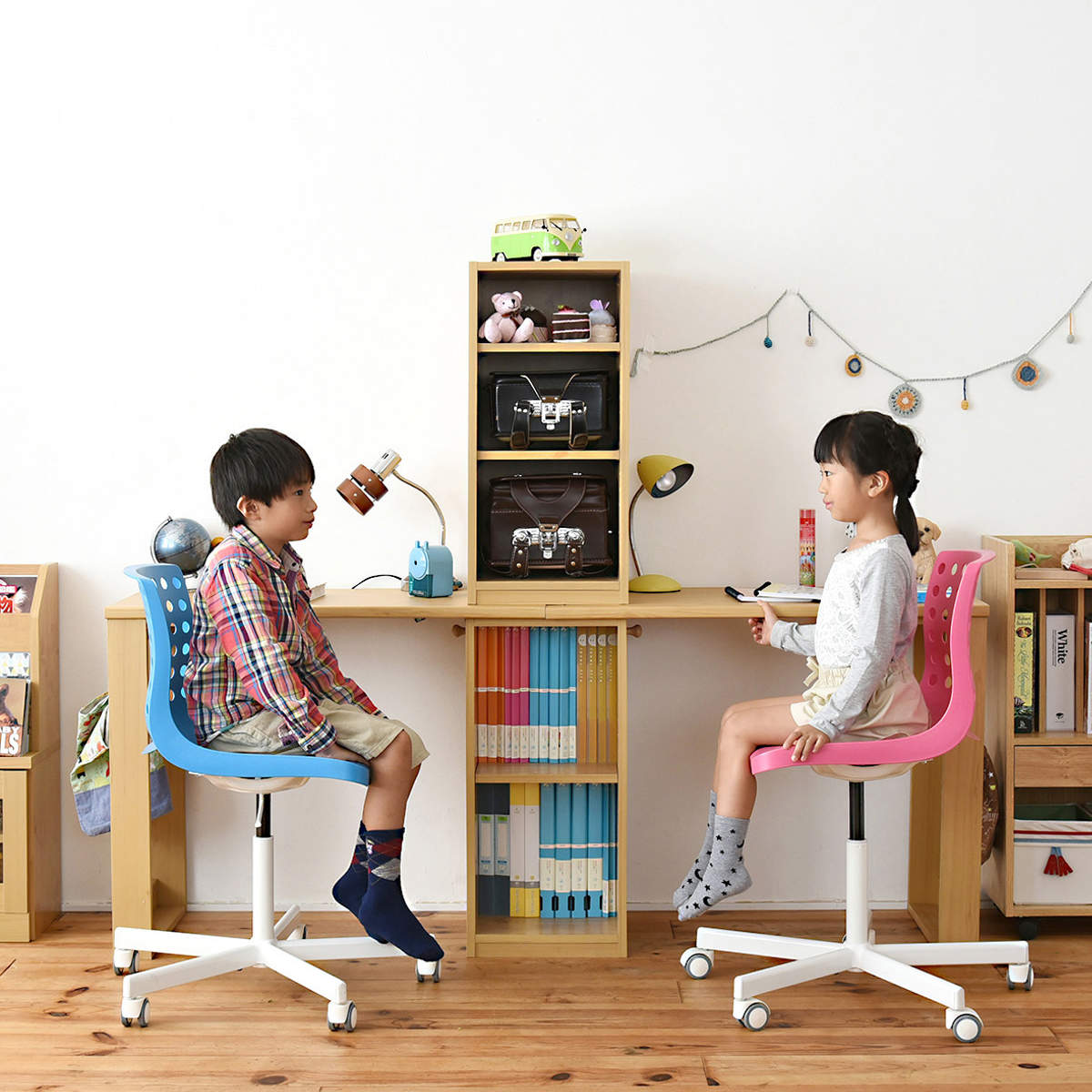 学習机 コンパクト ツインデスク 勉強机 wits ラック付 （ 机 デスク