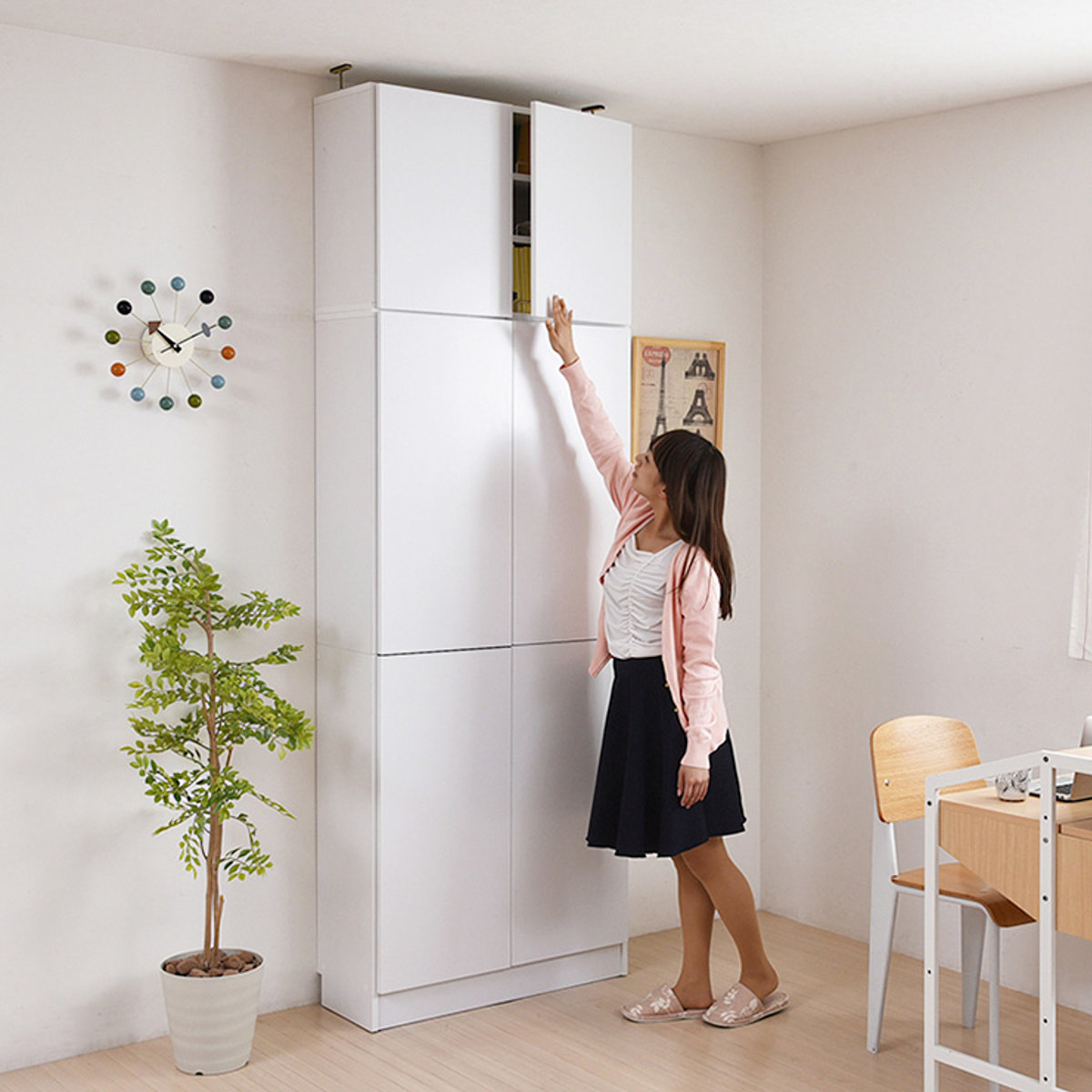 JK-PLAN（ジェイケイ・プラン） 本棚 上置き棚セット 扉付き 幅81cm 高