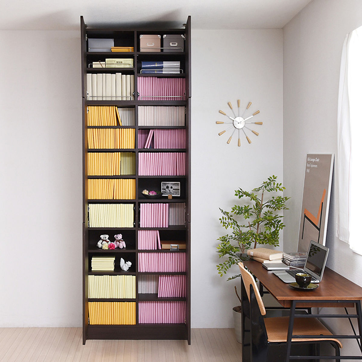 JK-PLAN（ジェイケイ・プラン） 本棚 上置き棚セット 扉付き 幅81cm 高