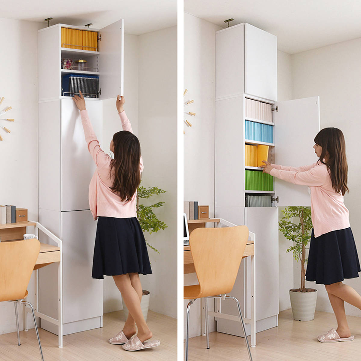 JK-PLAN（ジェイケイ・プラン） 本棚 上置き棚セット 扉付き 幅41.5cm