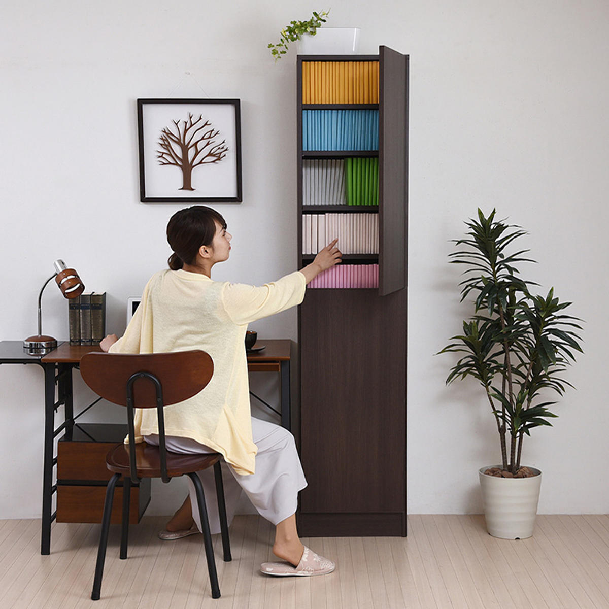 JK-PLAN（ジェイケイ・プラン） 本棚 扉付き 幅41.5cm 高さ180.5cm 全