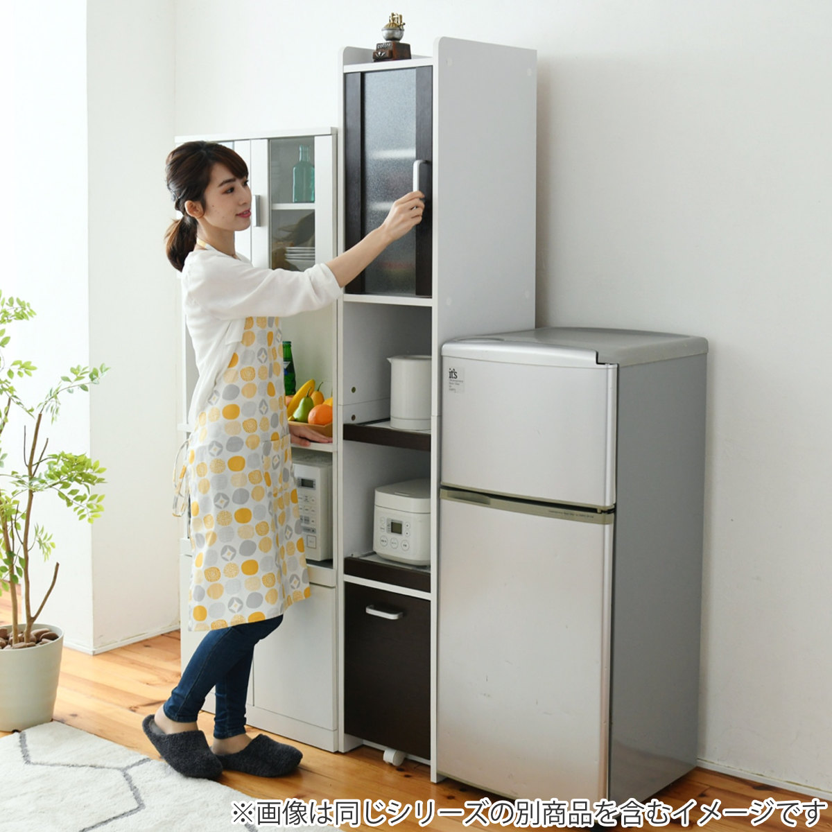 キッチンラック 食器棚 ストッカー付 すき間収納 高さ181cm 