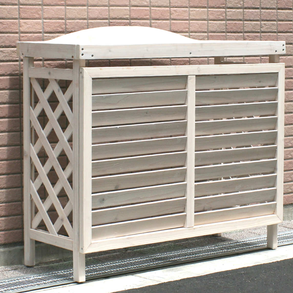 室外機カバー 逆ルーバー エアコンカバー 杉材 幅93cm （ スタンダード