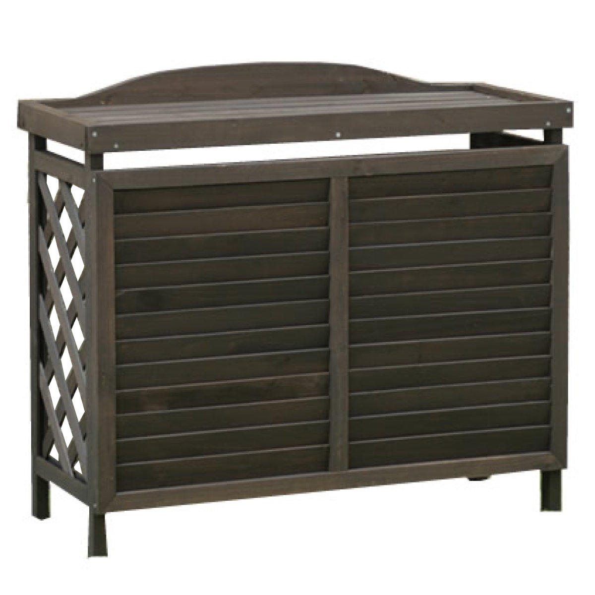 室外機カバー 逆ルーバー エアコンカバー 杉材 幅93cm （ スタンダード