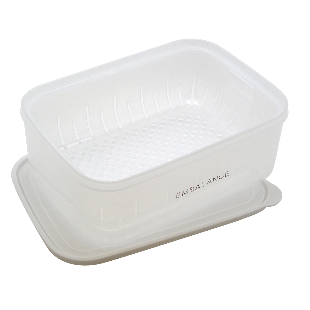 EMBALANCE 保存容器 2.1L レクタングルコンテナ 角型 ザル付き （ エン