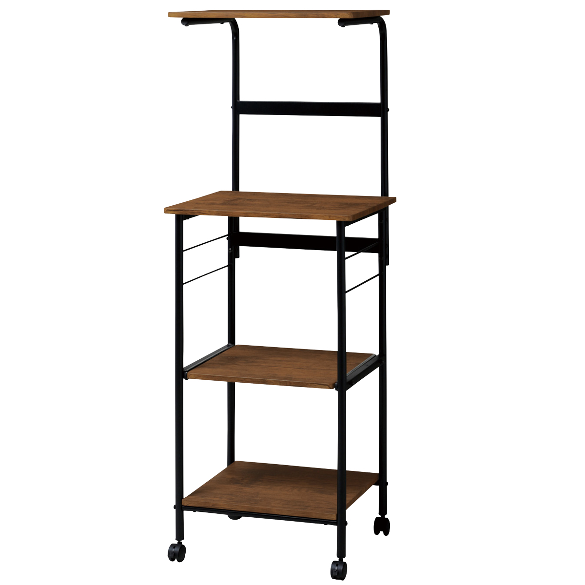 レンジ対応のキッチンワゴン、S字ラック付き 弘益 レンジワゴン 幅50cm キャスター付き Like Vintage （ レンジ台