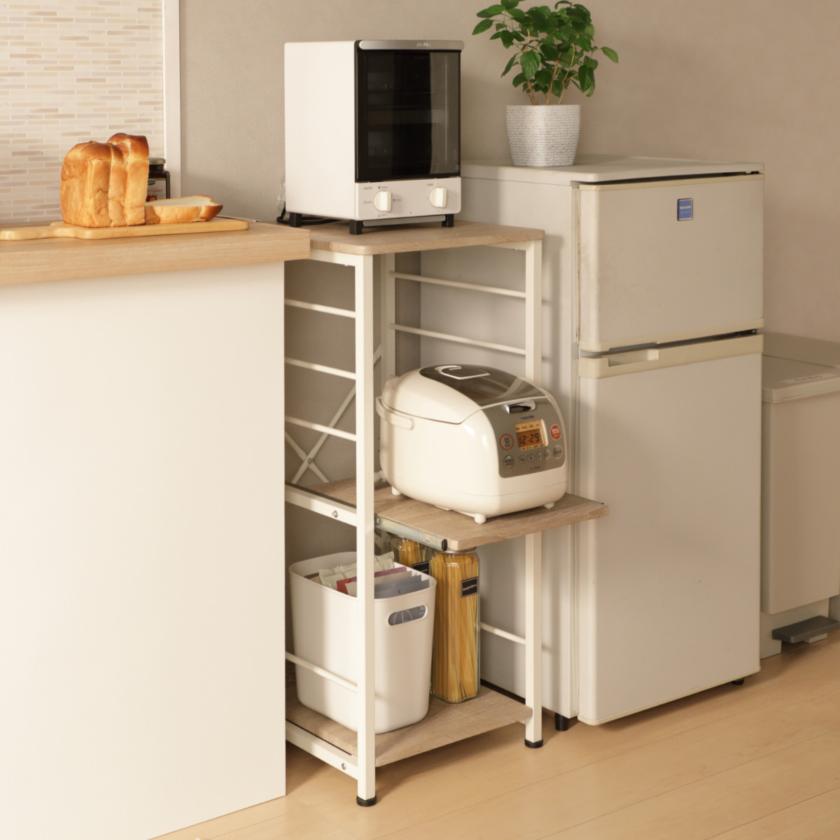 【sf】キッチンラック　炊飯器収納 弘益 キッチンラック スリム 幅40cm 3段 Like Vintage （ 炊飯器 収納