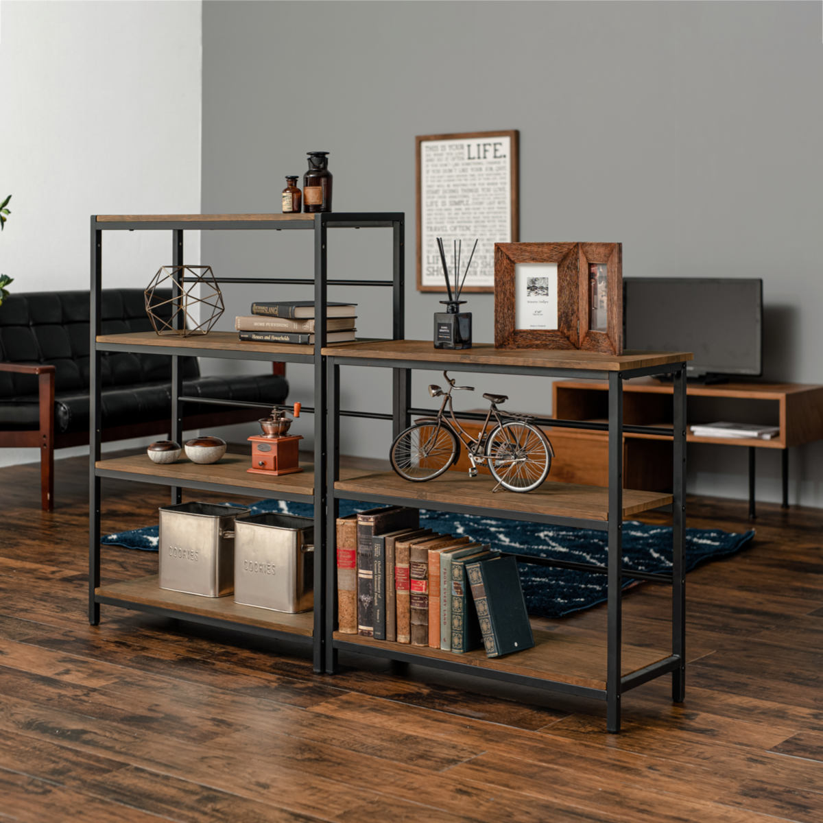 オープンラック 幅75cm 4段 可動棚 スチールフレーム （ ラック