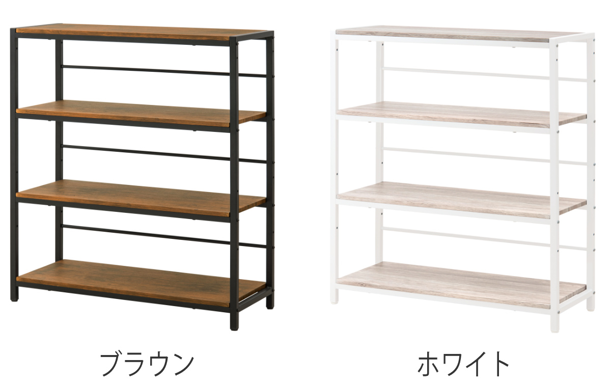 オープンラック 幅75cm 4段 可動棚 スチールフレーム （ ラック