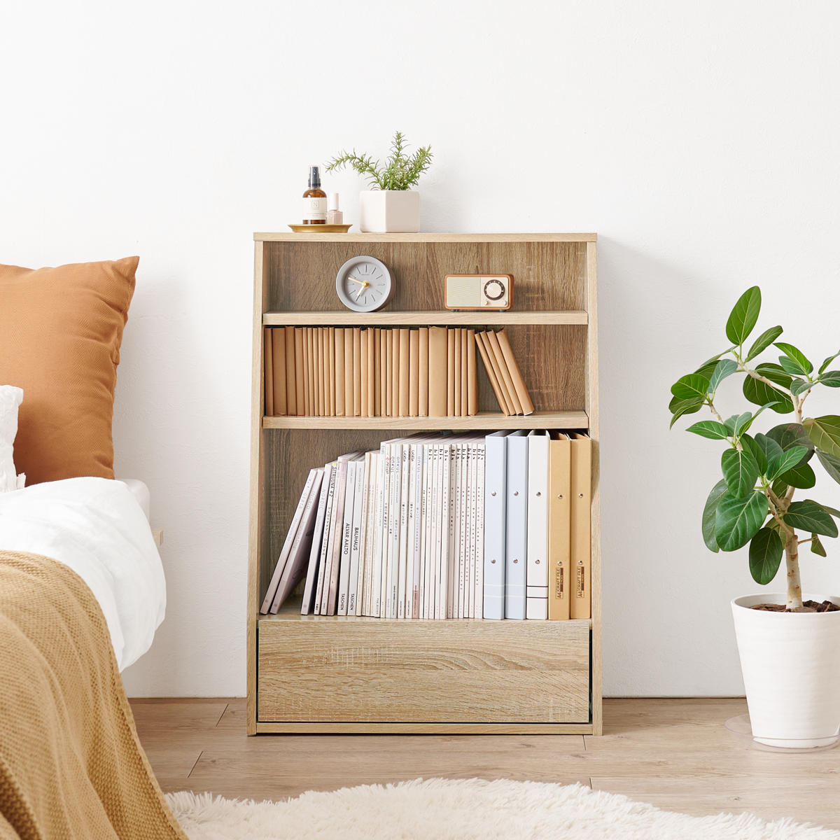 HAGiHARA（萩原） 1cmピッチ可動 本棚 幅60cm ロータイプ 可動棚2枚