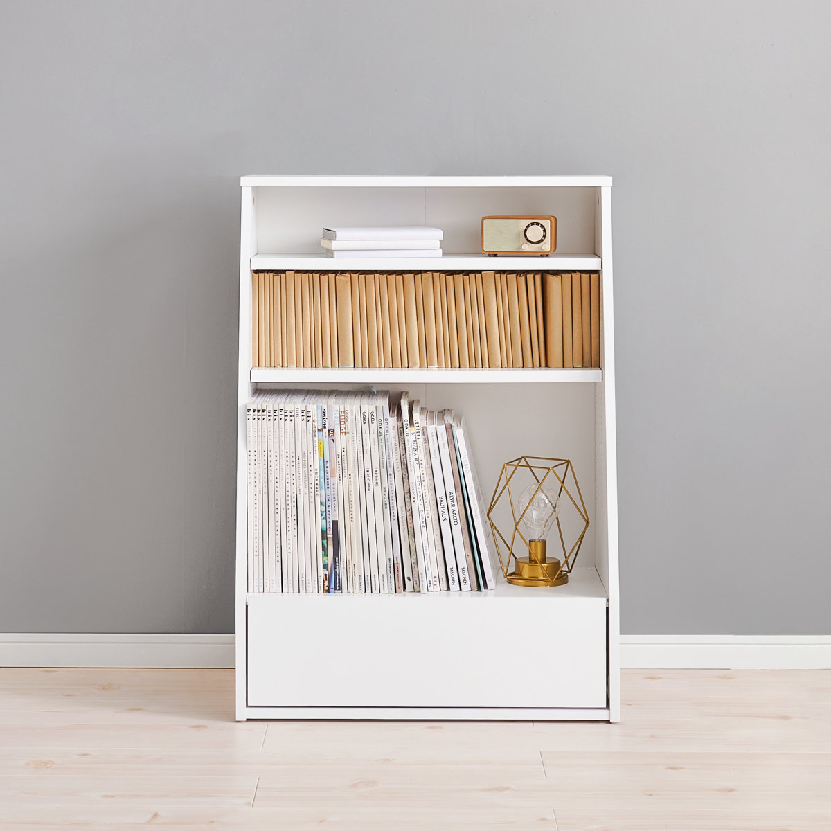 HAGiHARA（萩原） 1cmピッチ可動 本棚 幅60cm ロータイプ 可動棚2枚