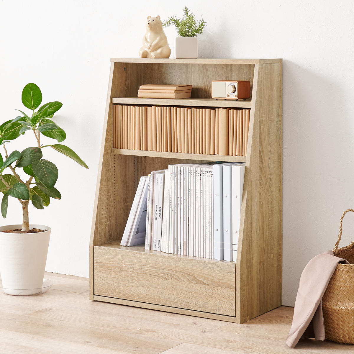 HAGiHARA（萩原） 1cmピッチ可動 本棚 幅60cm ロータイプ 可動棚2枚