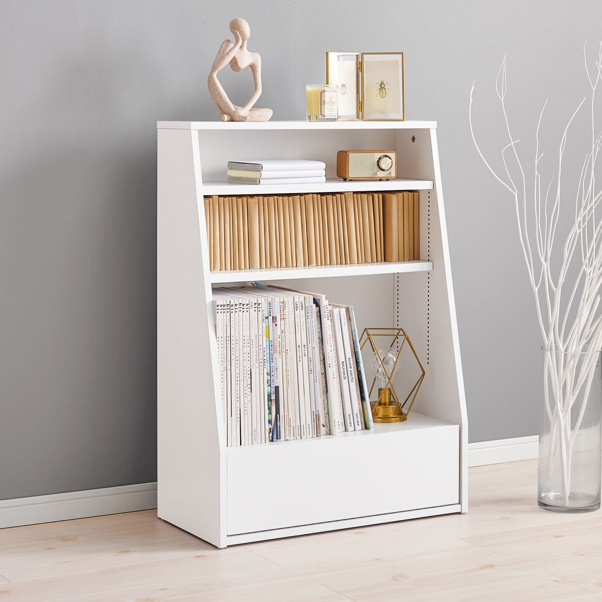 HAGiHARA（萩原） 1cmピッチ可動 本棚 幅60cm ロータイプ 可動棚2枚