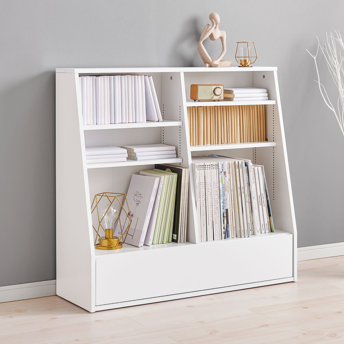 HAGiHARA（萩原） 1cmピッチ可動 本棚 幅90cm ロータイプ 可動棚4枚