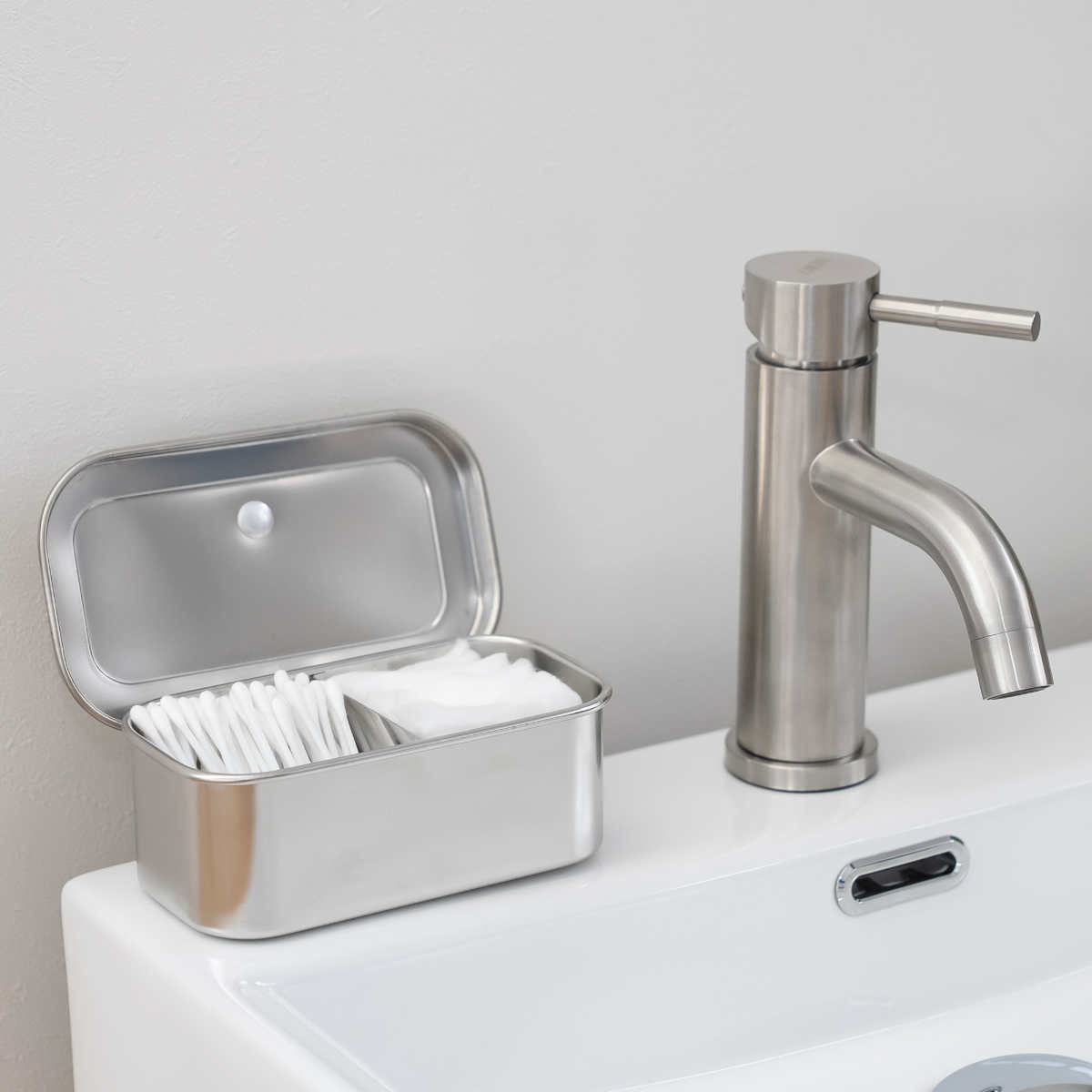 キッチン用保存容器/薬味ポット　4個を収納可能な蓋付/ステンレス　２セット Amazon｜調味料入れ 4つの仕切り 調味料ケース収納 保存容器