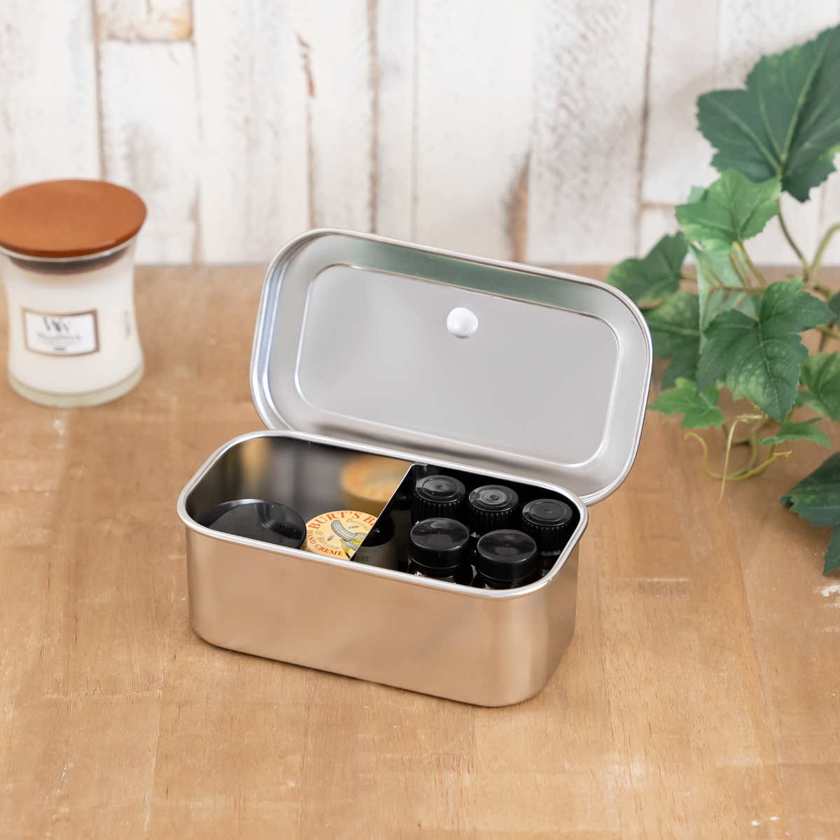 保存容器 18-8プレス ヤクミ入れ 2つ仕切り （ 薬味入れ ステンレス 蓋
