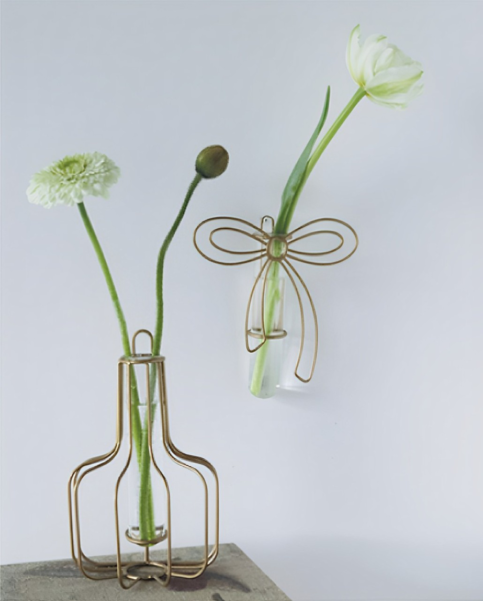花瓶 ワイヤーベース リボン welms （ フラワーベース 花びん 花器