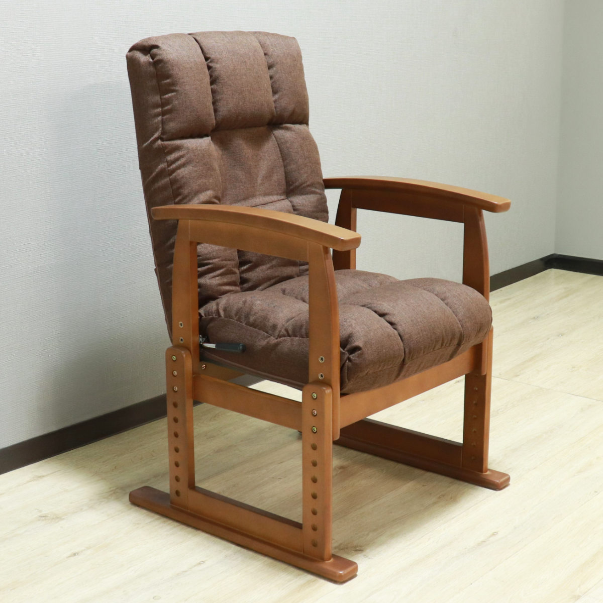 高座椅子 木肘 7段階リクライニング 2WAY （ 座いす 座イス チェア