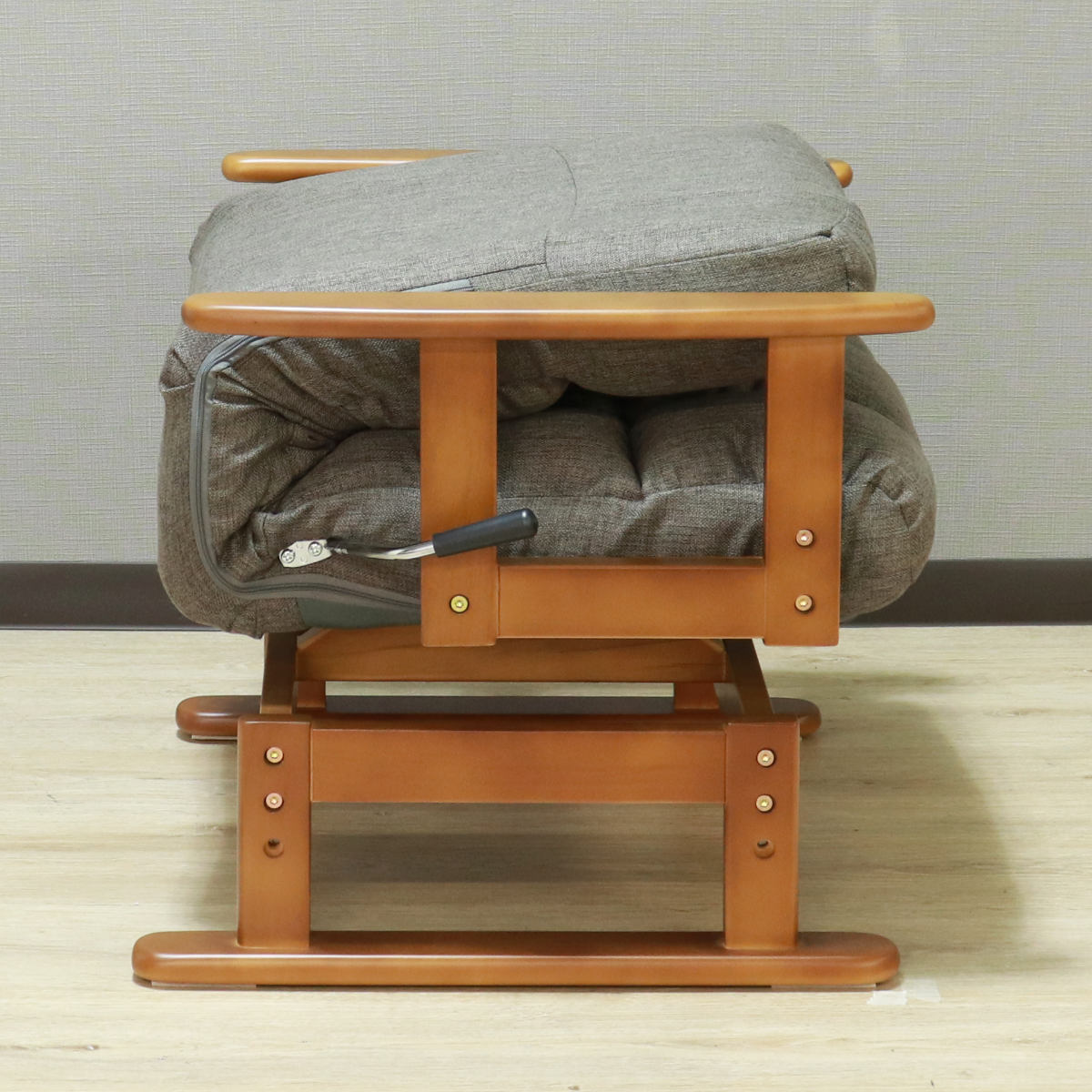 高座椅子 回転式 木肘 7段階リクライニング 座面高2段階式 （ 座いす