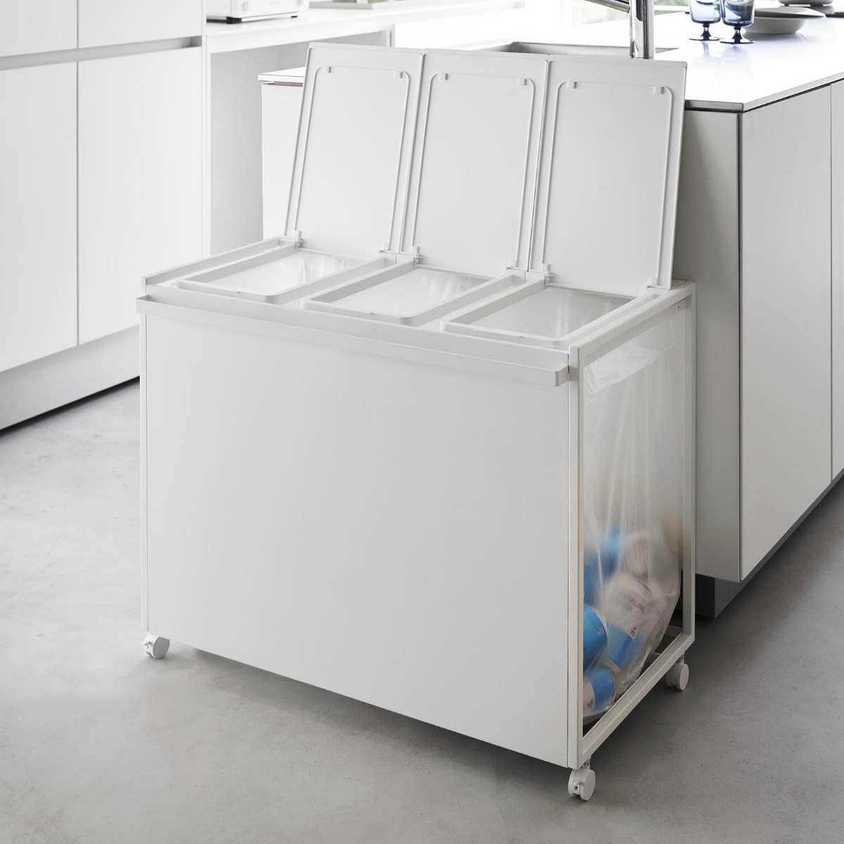 tower 特典付き 山崎実業 蓋付き目隠し分別ダストワゴン タワー 45L 3