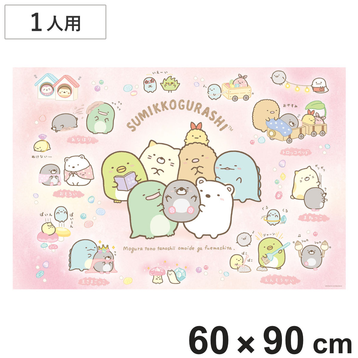 レジャーシート 60×90cm Sサイズ SGもぐらのおうち ( すみっコぐらし レジャーマット ピクニックシート 幼稚園 保育園 遠足 子供用 一人用 )