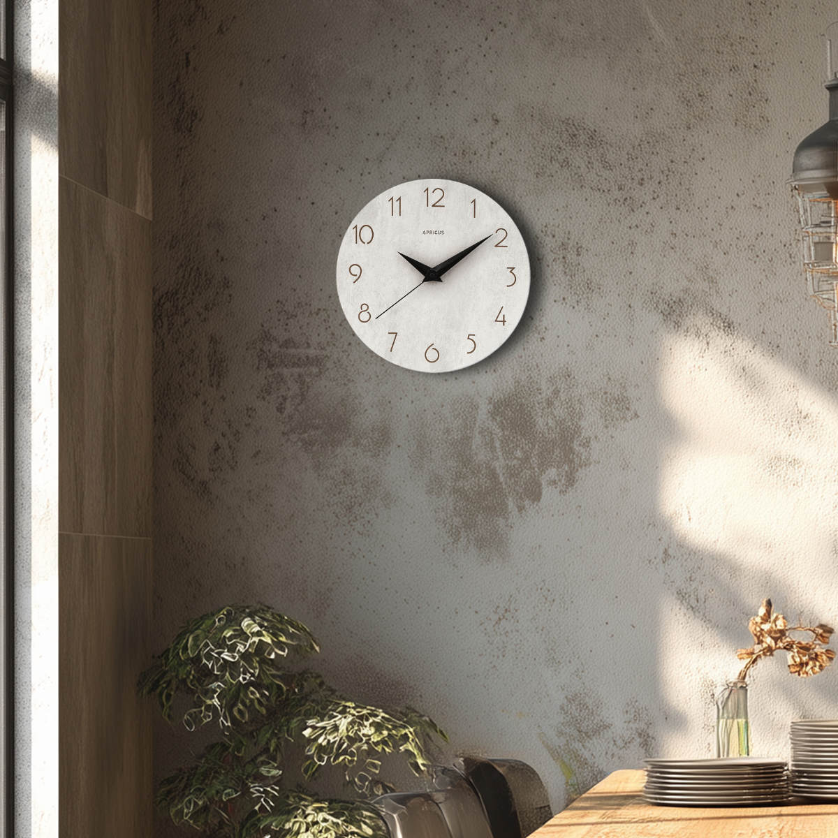 掛け時計 静音 連続秒針 ロックストーン アプリクス 直径30cm （ 時計