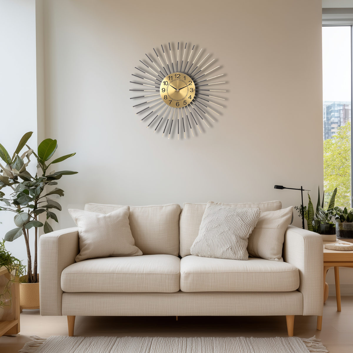 掛け時計 秒針なし 静音 スパイラルアート アプリクス 直径60cm