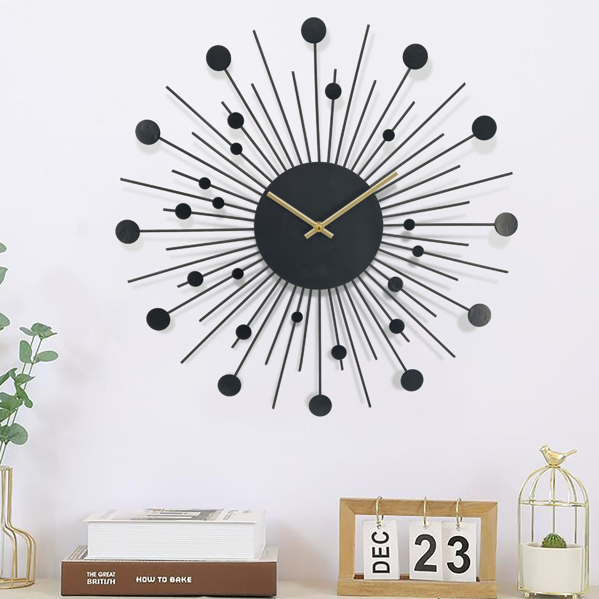 掛け時計 秒針なし 静音 メテオシャワー アプリクス 直径50cm （ 時計