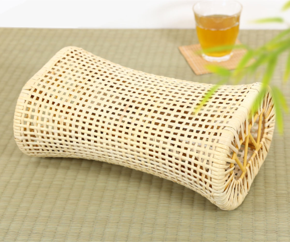 大島屋 籐 まくら 18×30cm 天然素材 （ ムレにくい 通気製 ひんやり