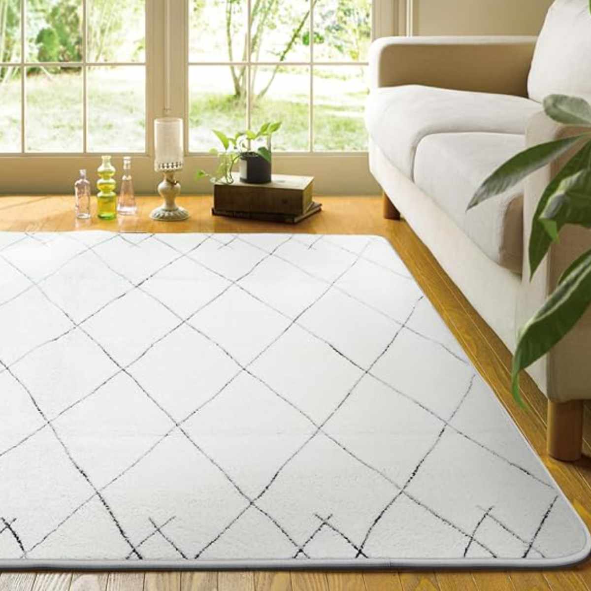 大島屋 ラグ 洗える シャギー調 70×185cm ベニワレン柄 ホット