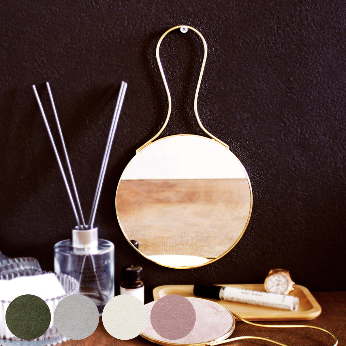 パラデック ハンドミラー ウォールミラー Lサイズ 2WAY 真鍮 ビアノ