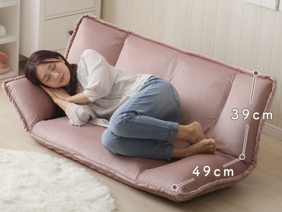 セルタン ローソファ 幅126cm 2人掛け ベロア フロアソファ マルチ