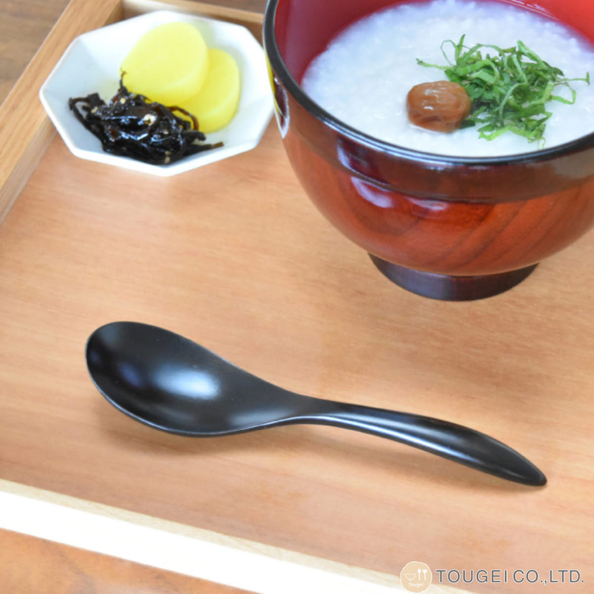 レンゲ 16cm 木製 漆塗り 黒漆 朱漆 （ 木製レンゲ れんげ 蓮華 木製