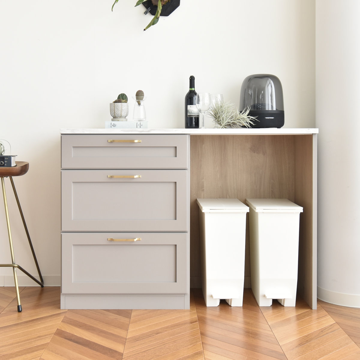 GART（ガルト） キッチンカウンター 幅120cm ゴミ箱収納 完成品 日本製