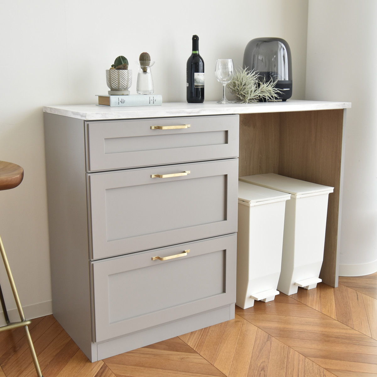 GART（ガルト） キッチンカウンター 幅120cm ゴミ箱収納 完成品 日本製